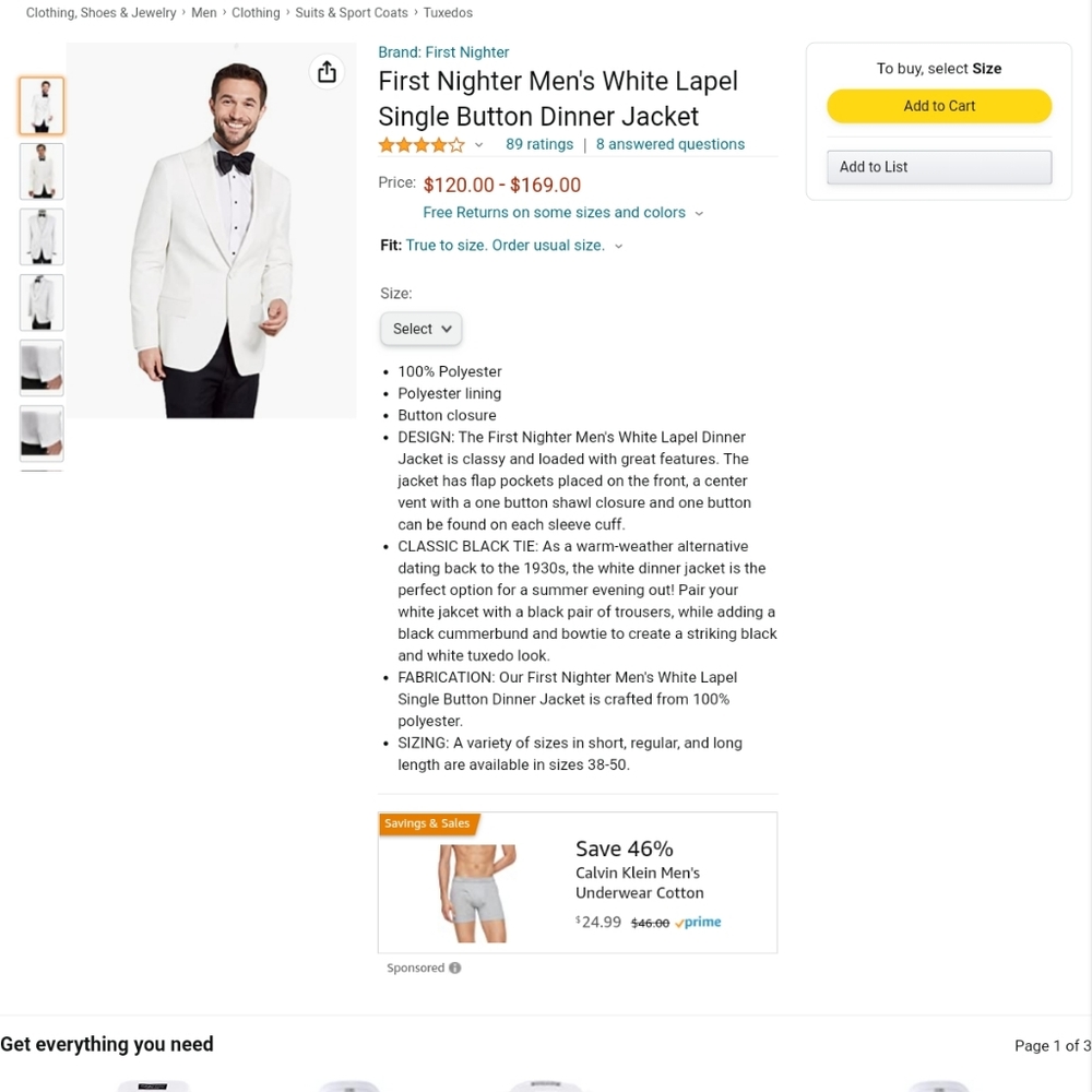 White first nighter dinner jacket all white no stains wore once